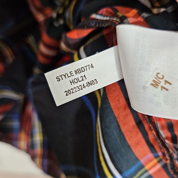 J. Crew Women’s Medium Scalloped Tie Neck Top In Stewart Tartan Plaid - Picture 7 of 7